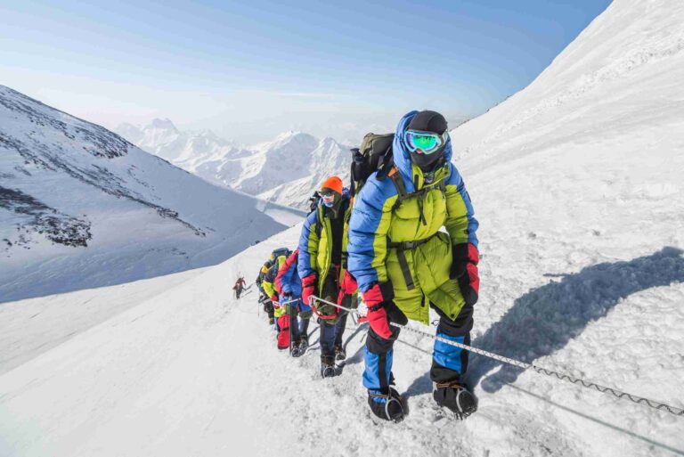 Group of climbers on a mountain