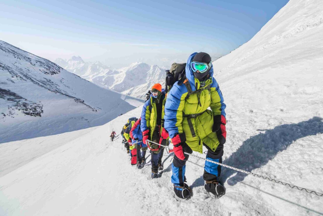 Group of climbers on a mountain