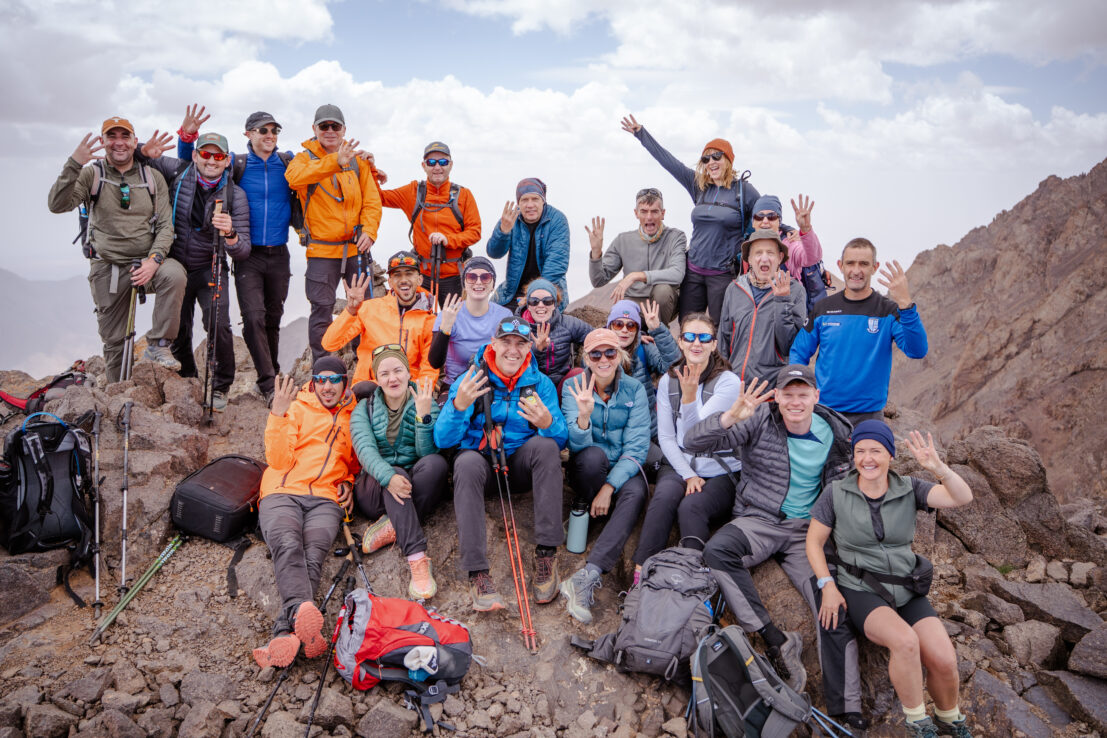 Black Mountaineering team celebrating successful summit of Mt. Toubkal