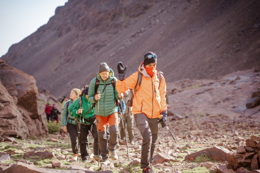 Group of Hikers on the Mt. Toubkal trail